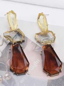 Pendientes de resina retro ZAA, nuevos pendientes de resina retro de color 2025 con resina transparente incrustada de forma irregular y exagerada
