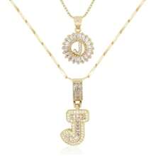 Dainty Bubble Initials Balloon Letter Necklace Set For Women Double-Layer Rock Initials Letter Necklace Set Synthetic Cubic Zirconia Micro-Inlaid Crown Letter Diy English