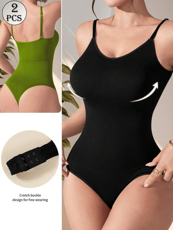 Set de 2 piezas de ropa interior moldeadora y sexy sin costuras para mujer, body con control de cintura, camiseta y tanga con compresión y control del abdomen