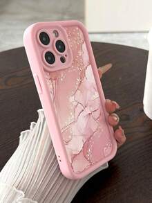 大理石粉色花卉印花软硅胶手机壳带链条，重型防震保护套，兼容 16/16 Pro/16 Pro Max、 16 Plus、 15 XR/7/8、 15 Pro Max、12 Pro Max、13 Pro Max、14 Pro Max、13、14、11、12 Plus、14 Pro、11 Pro、12 Pro、Redmi - 彩色 - 查看 5