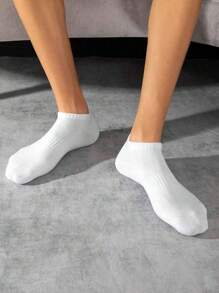 2/5/10 pares de meias esportivas masculinas, meias brancas estilo barco, respiráveis e que absorvem a umidade, tênis, badminton, corrida, basquete