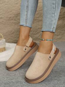 2025 New Thick Sole Closed Toe Mule Sandals With Buckle Strap, Comfortable Slip-On Slippers, Versatile Marroon Color System