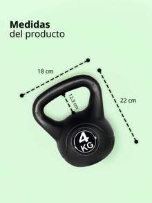 Kettlebell Pesa mancuerna rusa plastica de 4 kg para entrenamiento funcional TAYGA cross - Negro - Ver 4