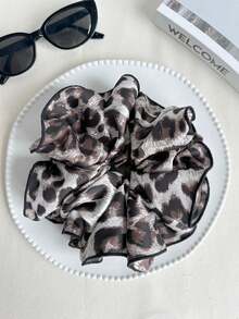 1pc Elegant Bohemian Style Extra Large Silk Hair Scrunchie, Big Size Elastic Satin Oversized Hair Tie, Fluffy Huge Hair Donut, Suitable For Daily Or Vacation To Prevent Frizz And Breakage,Cat Ears Scrunchies Scrunchy Hair Ties, Casual Ponytail Head Accessories