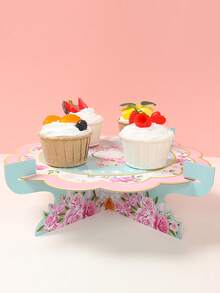 Single-Tier Tea Party Cupcake Stand, Teapot Floral Cupcake Holder, Vintage Paper Cupcake Stand, Western Theme Cupcake Stand, Rustic Camping Party Cupcake Stand, Teapot Party Decor, Birthday Wedding Party Supplies, Birthday Decor, Dessert Table Display, Wedding Accessories, Bridal Shower Decor, Tabletop Decoration - Tea Party - View 9