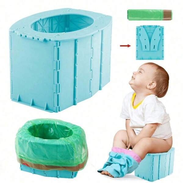 Portable Folding Toilet For Emergency Camping And Hiking, With Abs Plastic Material, Multi-Function Storage Box Outdoor Emergency Car Toilet For Adults, Recommenced For Car Travel Use.Travel Essentials