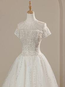 Vintage Spitze Hohlmuster Abendkleid, Palast-Stil Hochzeitskleid