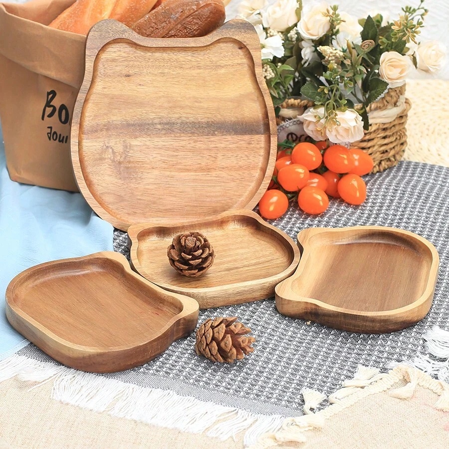 1 件木制猫头鹰形托盘 - 多功能木制托盘，适用于家庭、厨房和餐厅 - 适用于早餐、面包、甜点、家居装饰、串珠、储存