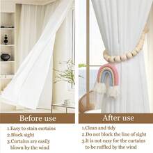 彩虹磁性窗帘绑带，简约现代风格，无需钻孔或安装，单包装，婴儿储物柜 - 窗簾綁帶 - 查看 8