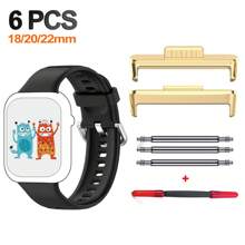 6 pièces/set Adaptateurs compatibles avec la sangle de la montre Watch Fit 3 4, convertisseur de 18 à 22 mm. Accessoires de connecteur en alliage compatibles avec la bande de la montre Watch Fit 4pro