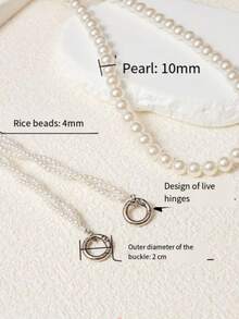 1件-新款可斜挎手机挂绳，珍珠手机链，颈带，金属扣，可背在背上的长款手机挂绳 - 白色 - 查看 6