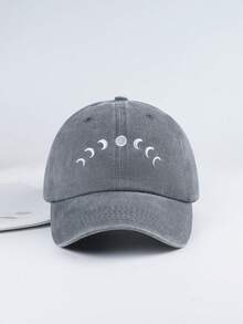 MLFO 2025 New Moon Embroidery Classic Washed Baseball Cap, Comfortable Breathable Adjustable Size, Suitable For Daily Life, Leisure And Vacation, Multiple Colors Available, - Moon - View 6
