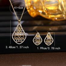 2pcs/Set Minimalist Hollow Design Ladies Earrings & Necklace Fashion Jewelry Set, Cross-Border New Arrival