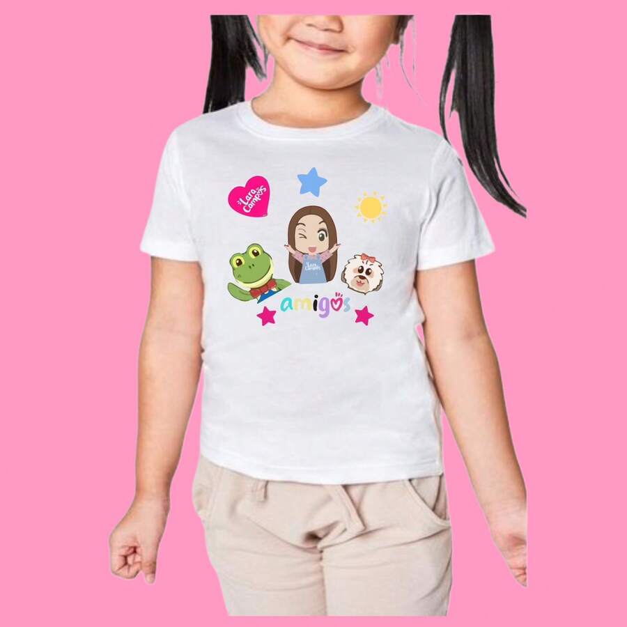 Playera de Lara Campos Para Niñas, Niños Jovenes Moda Premium - Blanco - Ver 1