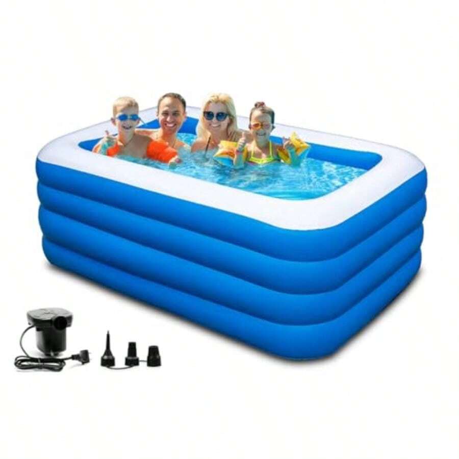 Inflatable Swimming Pool 79 X 58 X 29 Thickened Family Above Ground Pool For Outdoor Backyard Garden Summer Water Party - Blue - View 1
