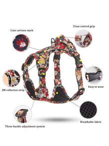 1pc Daisy Flower Print Pet Harness Set, Daisy Flower Print Pattern, Summer Breathable Mesh Material With Reflective Stripe, Adjustable Non-Choke Cat/Dog Harness And Leash Set, Suitable For Small/Medium Pets