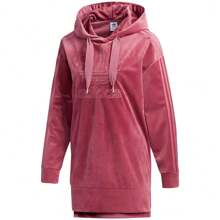 Adidas Originals Sudadera Adidas Trefoil para mujer, deportiva, de terciopelo, con logo grande, larga y capucha, GV2925