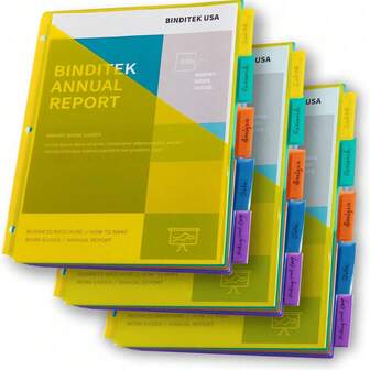 1/2/3 套塑料 5 片活页夹分隔器，带前袋，可插入标签的聚乙烯口袋分隔器，适用于 3 环活页夹，信纸尺寸，多色，适用于学生和同事，返校，学校用品