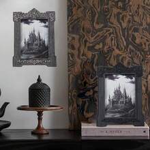 Gothic Picture Frame 5x7 Picture Frames Halloween Picture Frame Black Vintage Frame Victorian Picture Frame Halloween Decorations Wall Mount Tabletop Decor Photo Gallery,Grey - Grey - View 7