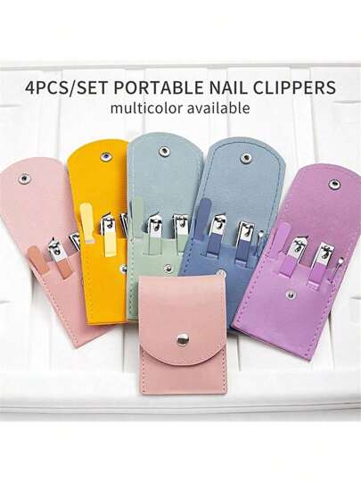 4-Piece Stainless Steel Manicure Set Include Nail Clipper And Portable Nail File, Professional Grooming Tool Kit For Travel Or Home Use