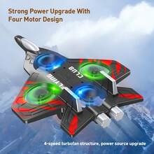 1pcs Foam Remote Control Airplane Fighter, Suitable For Beginners, Suitable For Indoor And Outdoor Use, Headless Mode, USB Charging, Red | Blue, Perfect Gift For Boys And Girls Christmas, Halloween. - 紅色 - 查看 2
