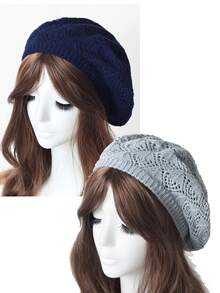 2 chiếc/1 chiếc mũ nồi dệt kim màu trơn khoét rỗng cho nữ, mũ thời trang thường ngày đa năng - Nhiều màu - Xem 28