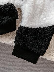 1pc Infant Panda Hooded Romper, Long Sleeve Plush Jumpsuit With Pockets & Zipper, Fashionable Design Suitable For 0-9 Months Baby