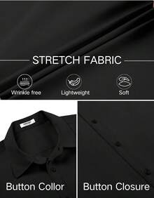 Men's Stretch Dress Shirts Short Sleeve Wrinkle Free Casual Button Down Shirts-20256688 - Burgundy - View 11