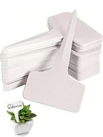 50pcs Pure White T-Shaped Plant Labels, Garden Plant Markers Waterproof Outdoor Garden Plant Signs For Potted Plants