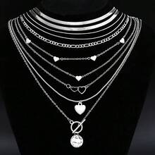 Conjunto de collares apilables simples para mujer, collares con colgante de mariposa, corazón, estrella, perla y Luna, joyería Bohemia, regalos 2025 U3GJ - 6340402HB - Ver 7