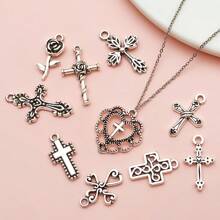 29pcs Mixed Bulk Antique Silver Holy Religious Cross Pendant Vintage Alloy Cross Charms For DIY Jewelry Making Accessories(The Style Is Random)