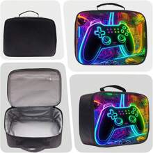 Exquisite And Cool Game Console Pattern 3 PiecesSet: Pencil Case, Lunch Bag, Adjustable Shoulder Strap, Multi-Functional, Perfect For Play, Ideal Gift For Back-To-School Season