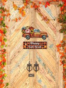 1set/140set Happy Fall Door Sign Welcome Fall Sign Sunflower Pumpkin Truck Harvest Fall Decor Farmhouse Wood Hanging Plaque For Thanksgiving Door Decor Front Porch Hanging Welcome Door Sign For Home Decor - Multicolor - View 5