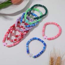 8/12 Stücke bunte Armband-Sets aus Polymer-Ton mit Dopamin-Kreuz-Design, Sommer-Strandurlaubs-Accessoires