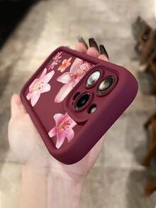 1 件简约粉红百合花朵图案防震 TPU 手机壳适用于 Apple 17Pro Max/17 Air/16Pro Max/15Plus/14/13/12/11/8P/XSMax 和 Galaxy S24 Ultra/S23FE/S22/S21/S20/A52S/A15/A03 - 彩色 - 查看 4