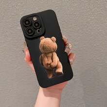 Cute Bear Pattern Phone Case, Anti-Drop Cellphone Protective Case, All-Inclusive Shockproof Mobile Phone Cover For IPhone 15 14 13 Pro Max Iphone 12  Cases - Black - View 8