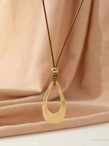 Hegaze 1pc Vintage  Teardrop-Shaped Pendant Women's Necklace - 布朗 2 - 查看 4