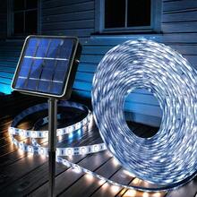 Solar Strip Lights ,600LED/32.8Ft ,300 LED/16.4Ft,  Light Strip Stairs Step Lights Outdoor Waterproof, 8 Lighting Mode Auto ON/Off Light Strips For Christmas Gazebo Canopy Pool Stairs Porch Coop - Trắng/16,4FT/300LED - Xem 1