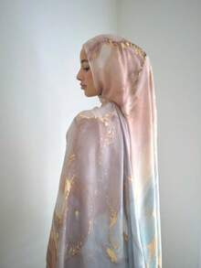 1件装女士莫代尔印花头巾，波西米亚水彩风格女士围巾，大理石纹、水波纹、扎染印花头巾围巾，适合日常穿着。 - 頭巾 - 查看 10