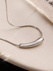 1 Minimalist Gold Smile Small Curved Tube Pendant Necklace - Yellow Gold - View 8