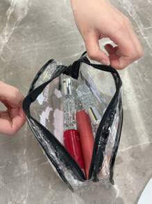 1 Stück PVC Kulturbeutel, DIY Schönheitsaufbewahrungstasche mit Aufklebern, wasserdichter Kosmetiktasche fürs Badezimmer, tragbare Reiseaufbewahrungstasche, geeignet für Toilettenartikel, Kosmetik, Datenkabel, Kopfhöreraufbewahrung