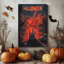1 Piece,Werewolf With Pumpkin In Hand On Halloween, Modern Frameless Art Decoration Painting, Printed Posters Mural, Waterproof Canvas,Suitable For Home, Office, Bedroom, Living Room, Study, Bathroom, Bar, Wall Arts And Home Decoration, Is An Ideal Holiday Gift