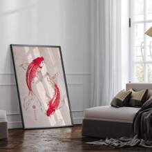 1 件，墙面艺术，复古海报，红色锦鲤艺术印刷品，日式美学，客厅装饰美学，房间装饰，卧室装饰，无框