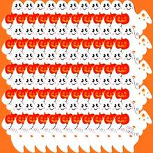 50pcs Halloween Candy Decoration Paper Labels, Ghost Pumpkin Lollipop Biscuit Clip Cards, Trick Or Treat Halloween Party Home DIY Decoration Items, White