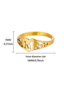 1PC Fashion Hollow Initial Letter Heart Rings For Women Gold Color Stainless Steel A-Z Letter Ring Aesthetic Wedding Jewelry Gift - Yellow Gold - View 49