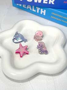 8pcs Cute Mini Ocean Theme Clips - Seahorse, Crab, Lobster, Dolphin, Starfish, Jellyfish Shaped Small Hair Clips, Decorative Accessories, Ideal Gift For Her Hair Accessories Elegant Claw Clips, School Stuff, College Autumn Accessories Fall Winter For Vacation Outfits Woman