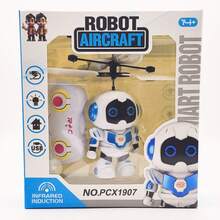 1 件多色遥控机器人无人机，智能感应可充电飞行器，悬停电动闪光派对玩具，耐撞长电池寿命，男孩派对礼物，带 USB 充电线，2 个遥控选项（手持和背带）