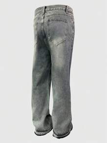 Herren Business Lässig Jeans mit abgerissenen Säumen und Fransen, verwaschen, einfaches Design, vielseitig einsetzbar, geeignet für alle Jahreszeiten, Knopf- und Reißverschluss, schmale gerade Beinform, Emo-Stil