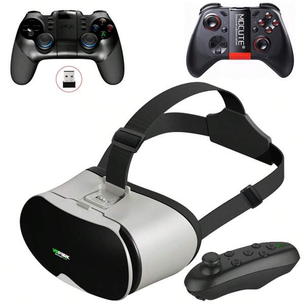 3D VR-Brille Smartphone Virtual Reality-Brille Helm Headset-Linsen-Gerät Viar Smartphone-Controller Handy Mobile Video Game kompatibel mit 4-6,7 Zoll Android- und Apple-Smartphones