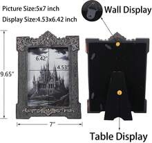Gothic Picture Frame 5x7 Picture Frames Halloween Picture Frame Black Vintage Frame Victorian Picture Frame Halloween Decorations Wall Mount Tabletop Decor Photo Gallery,Grey - Grey - View 2